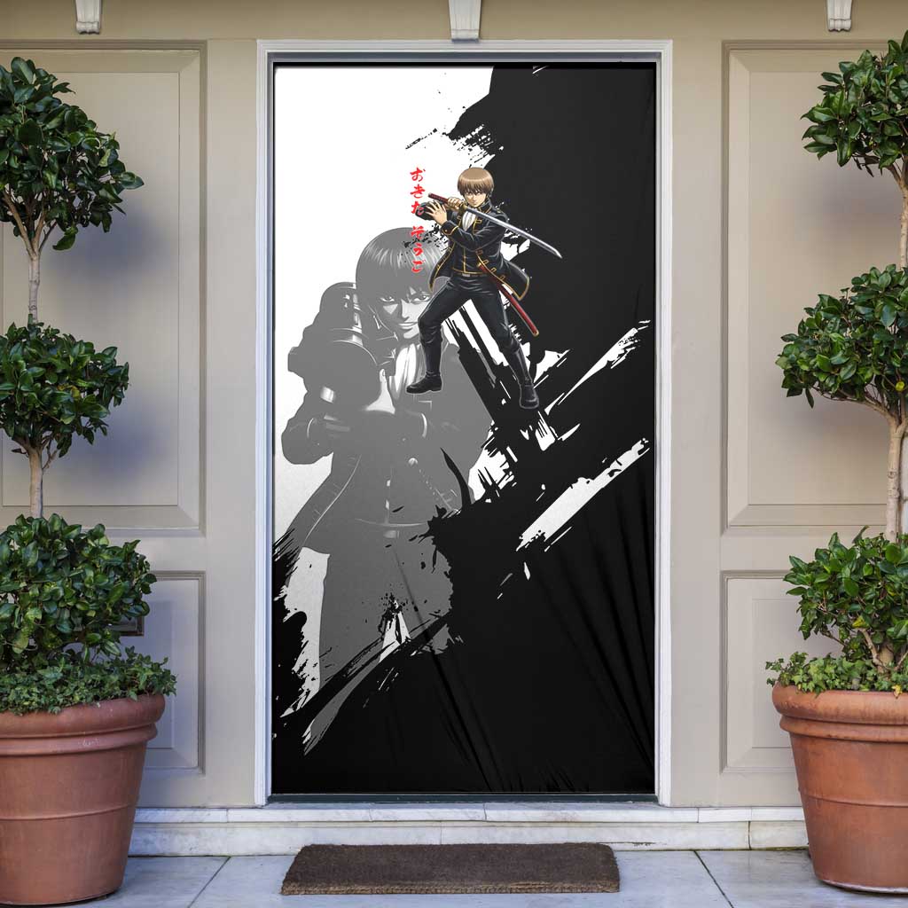 Okita Sougo Door Cover Modern Shinsengumi Ink Splash Style