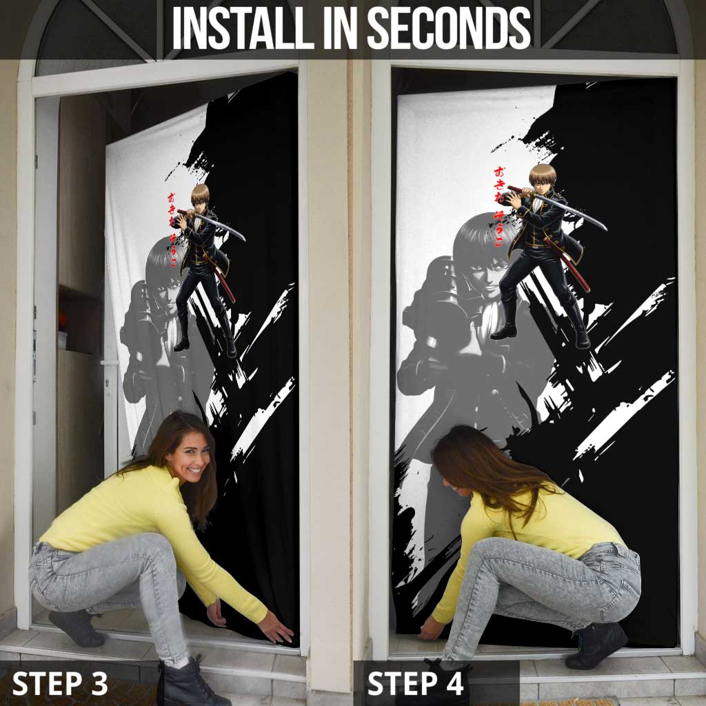 Okita Sougo Door Cover Modern Shinsengumi Ink Splash Style