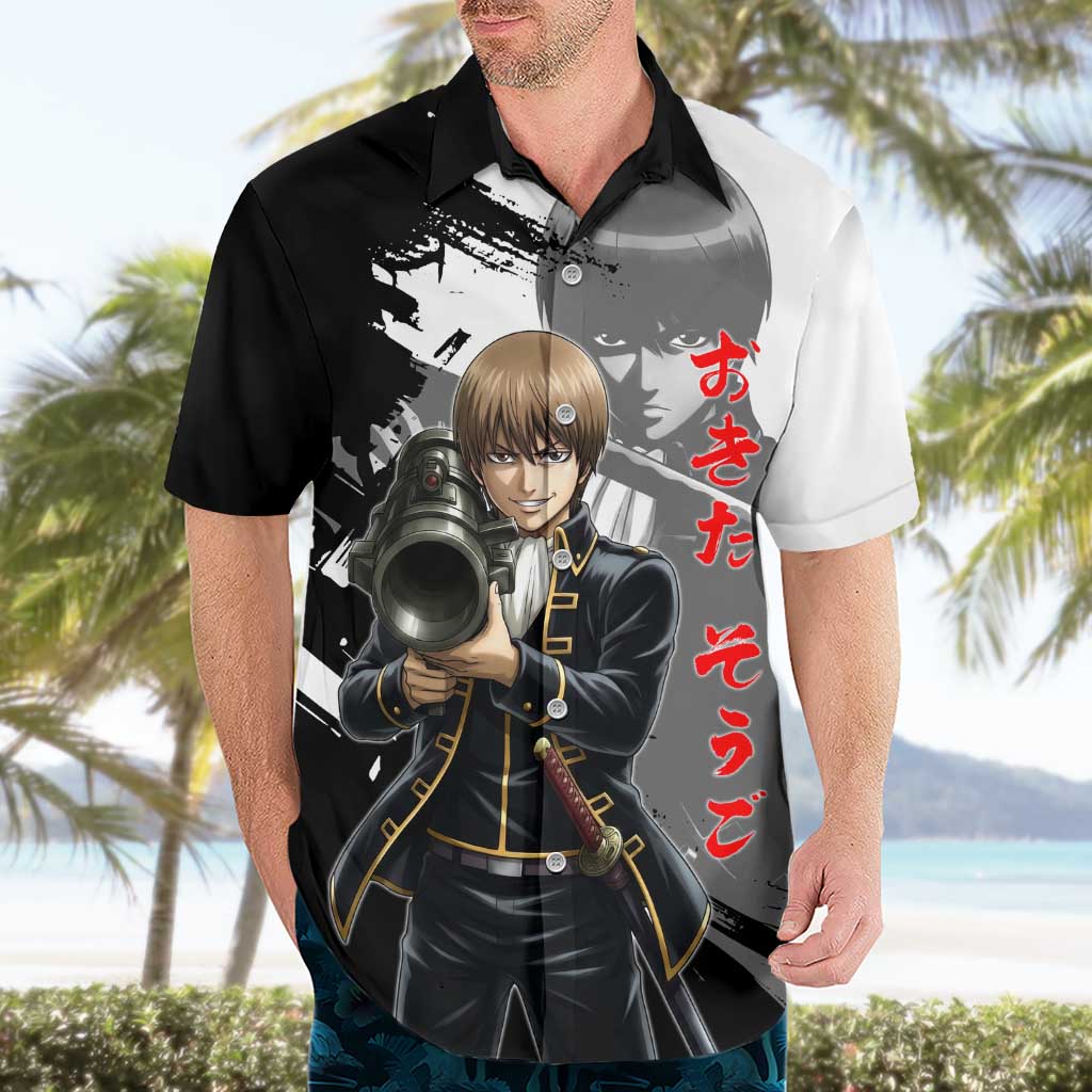 Okita Sougo Hawaiian Shirt Modern Shinsengumi Ink Splash Style