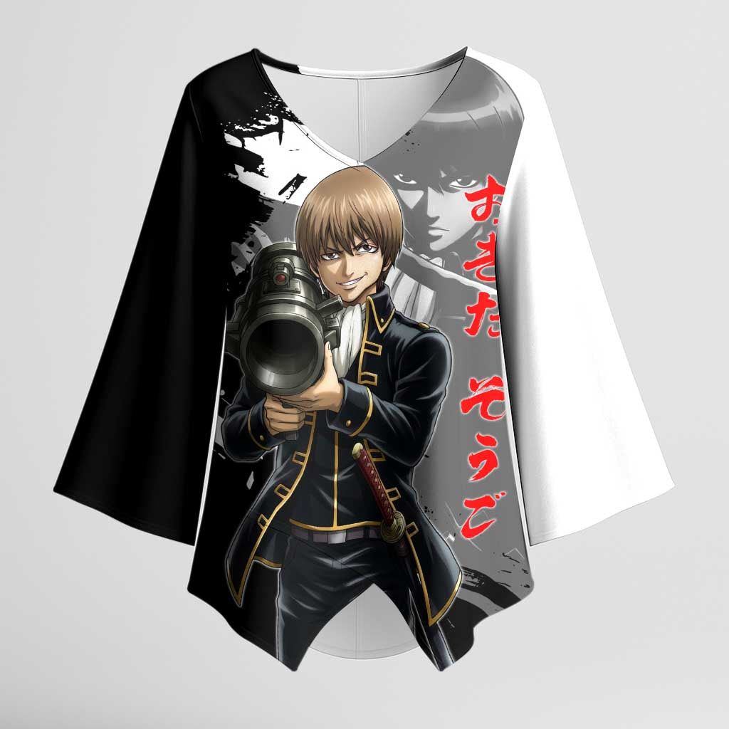 Okita Sougo Kimono Sleeve Blouse Modern Shinsengumi Ink Splash Style