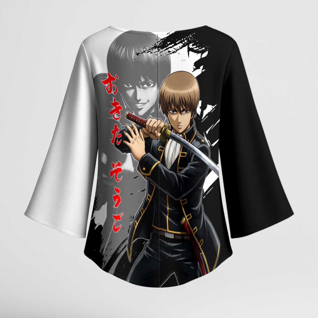 Okita Sougo Kimono Sleeve Blouse Modern Shinsengumi Ink Splash Style