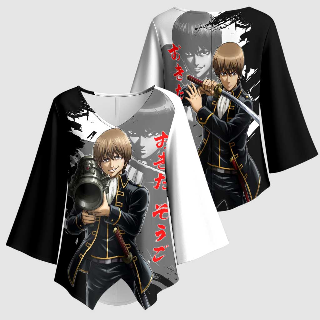 Okita Sougo Kimono Sleeve Blouse Modern Shinsengumi Ink Splash Style