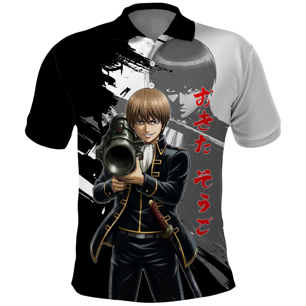 Okita Sougo Polo Shirt Modern Shinsengumi Ink Splash Style