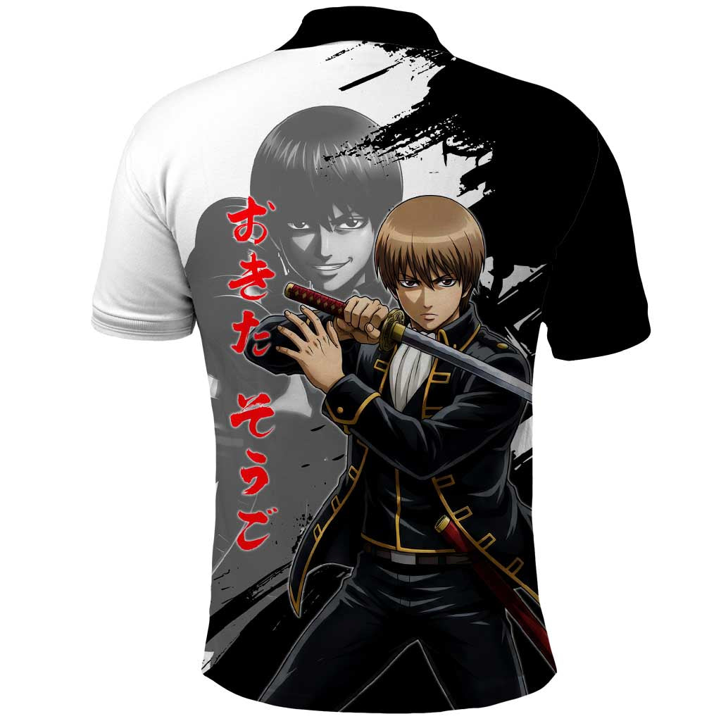 Okita Sougo Polo Shirt Modern Shinsengumi Ink Splash Style