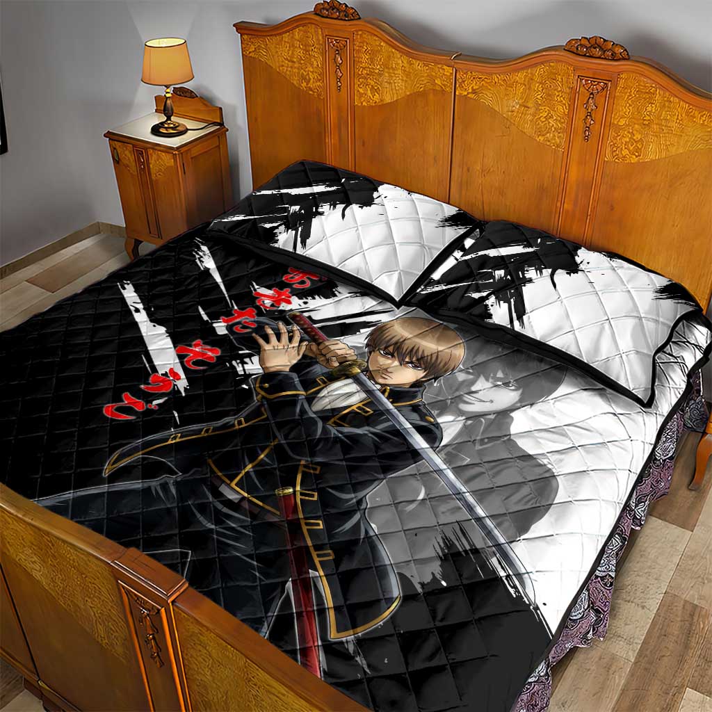 Okita Sougo Quilt Bed Set Modern Shinsengumi Ink Splash Style