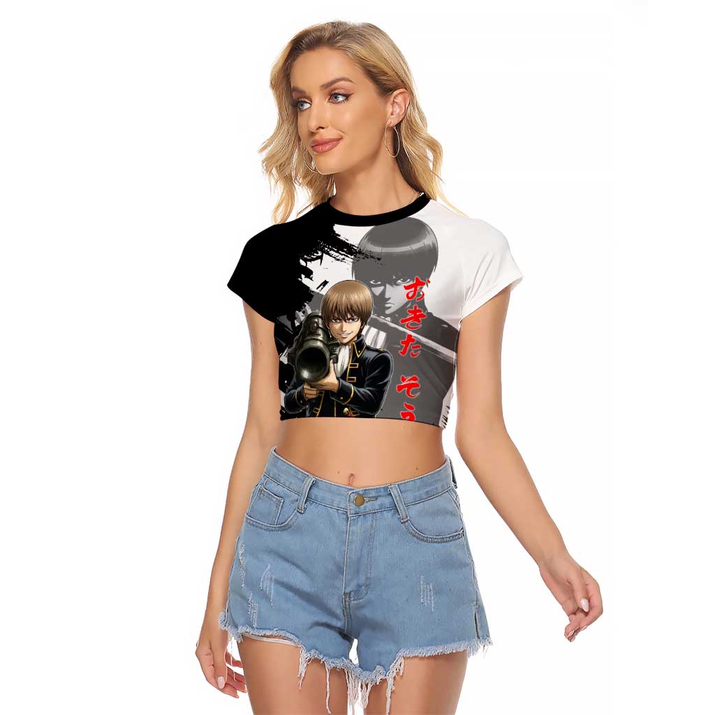 Okita Sougo Raglan Cropped T Shirt Modern Shinsengumi Ink Splash Style