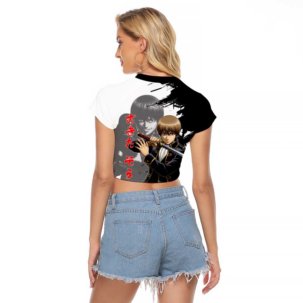 Okita Sougo Raglan Cropped T Shirt Modern Shinsengumi Ink Splash Style