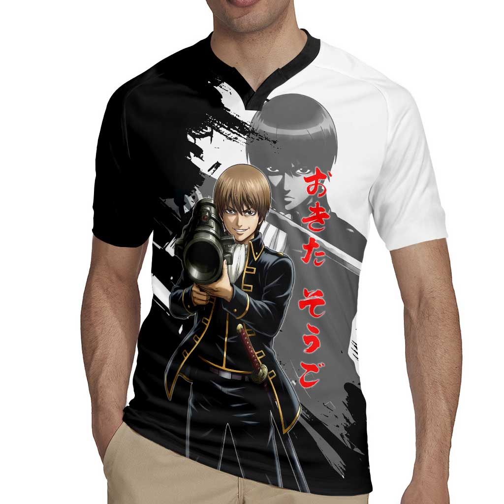 Okita Sougo Rugby Jersey Modern Shinsengumi Ink Splash Style