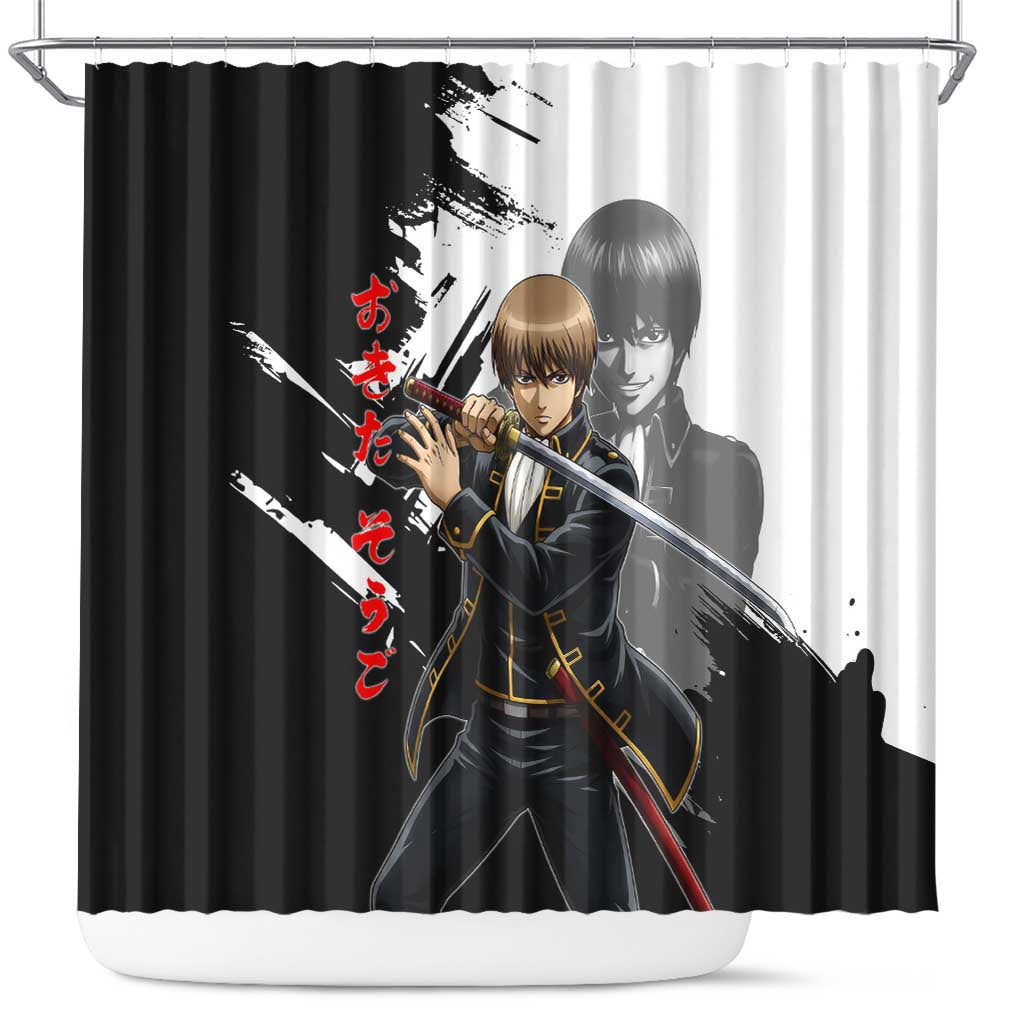 Okita Sougo Shower Curtain Modern Shinsengumi Ink Splash Style