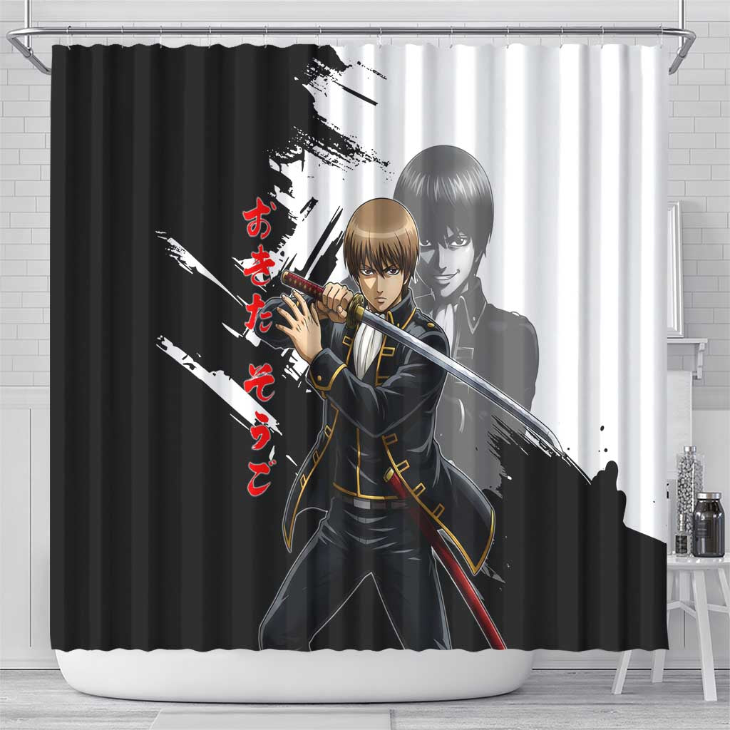 Okita Sougo Shower Curtain Modern Shinsengumi Ink Splash Style