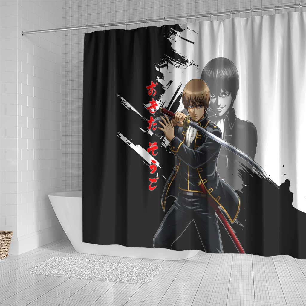 Okita Sougo Shower Curtain Modern Shinsengumi Ink Splash Style