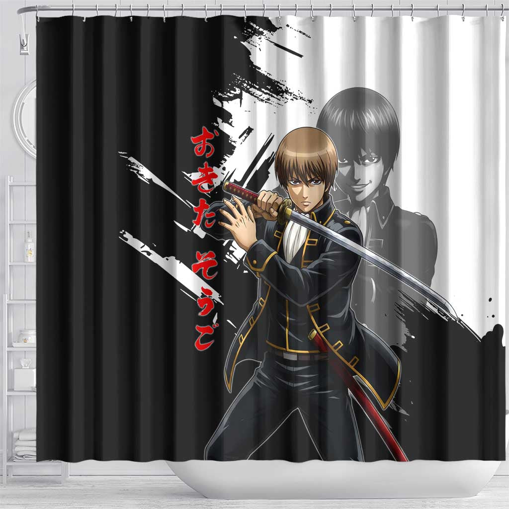 Okita Sougo Shower Curtain Modern Shinsengumi Ink Splash Style