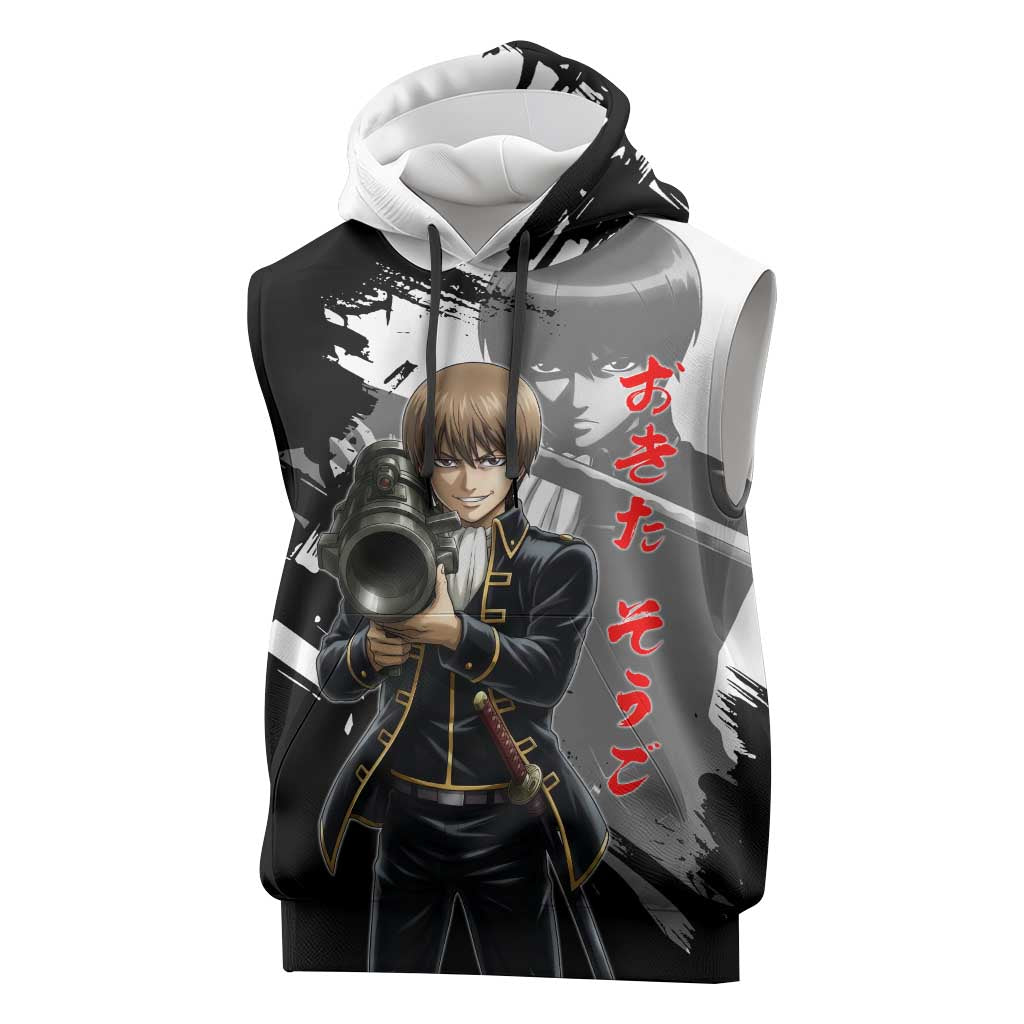 Okita Sougo Sleeveless Hoodie Modern Shinsengumi Ink Splash Style