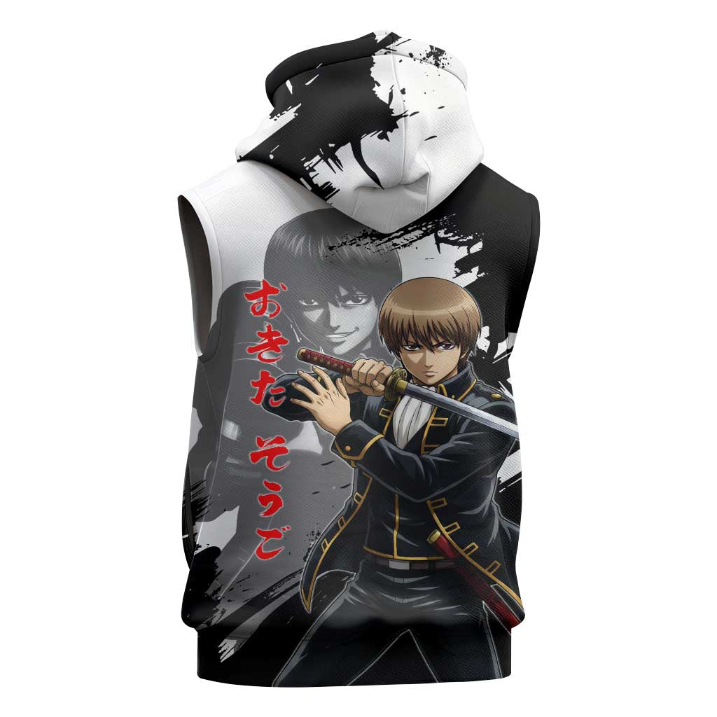 Okita Sougo Sleeveless Hoodie Modern Shinsengumi Ink Splash Style