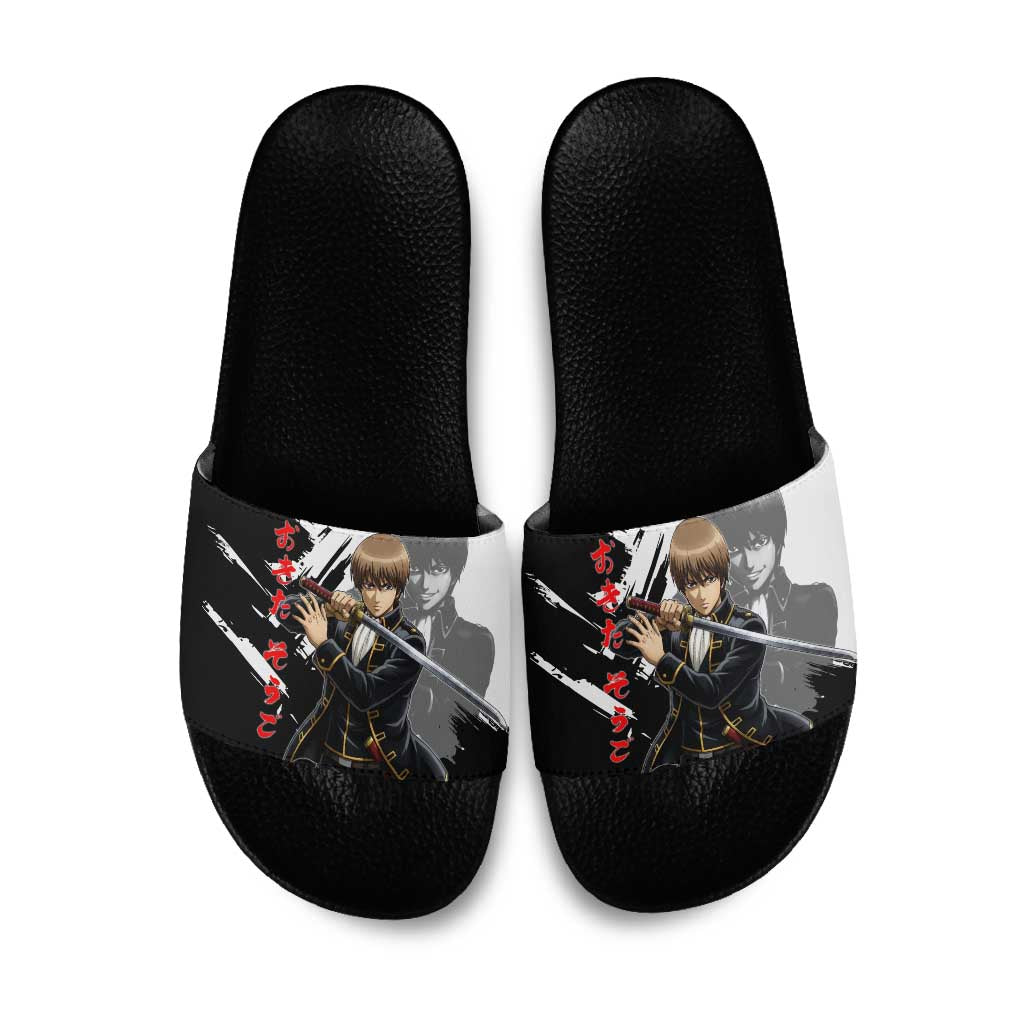 Okita Sougo Slide Sandals Modern Shinsengumi Ink Splash Style