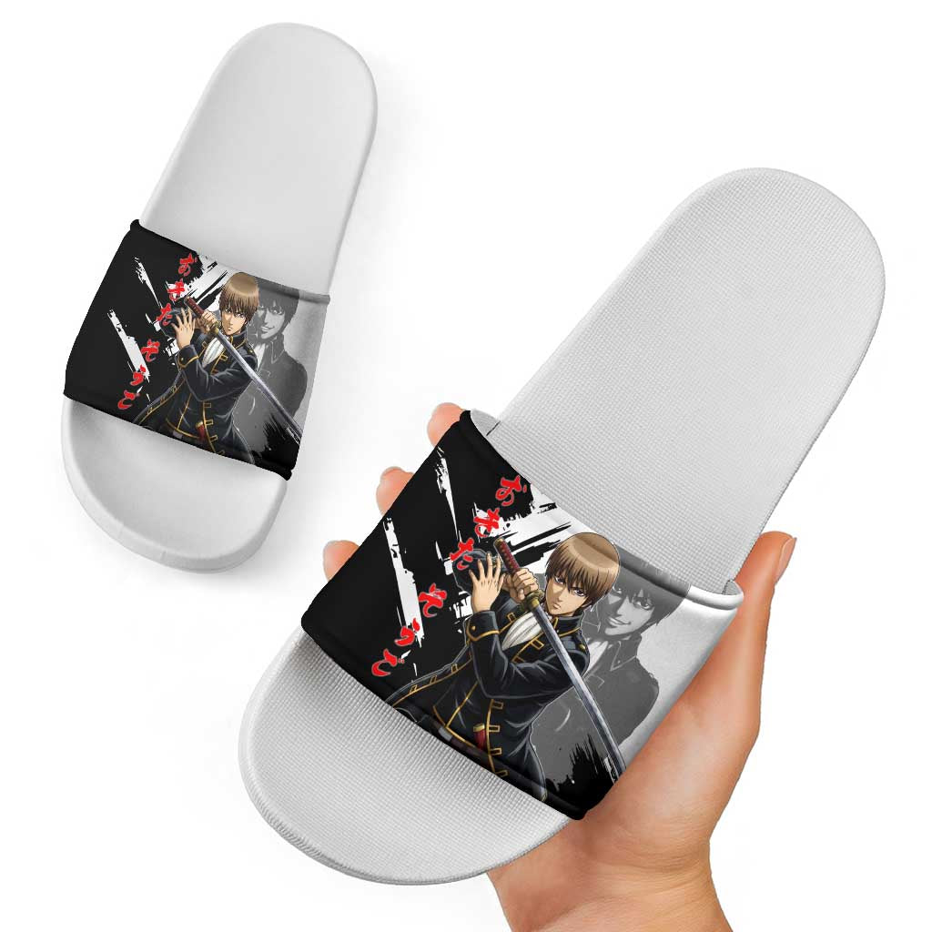 Okita Sougo Slide Sandals Modern Shinsengumi Ink Splash Style