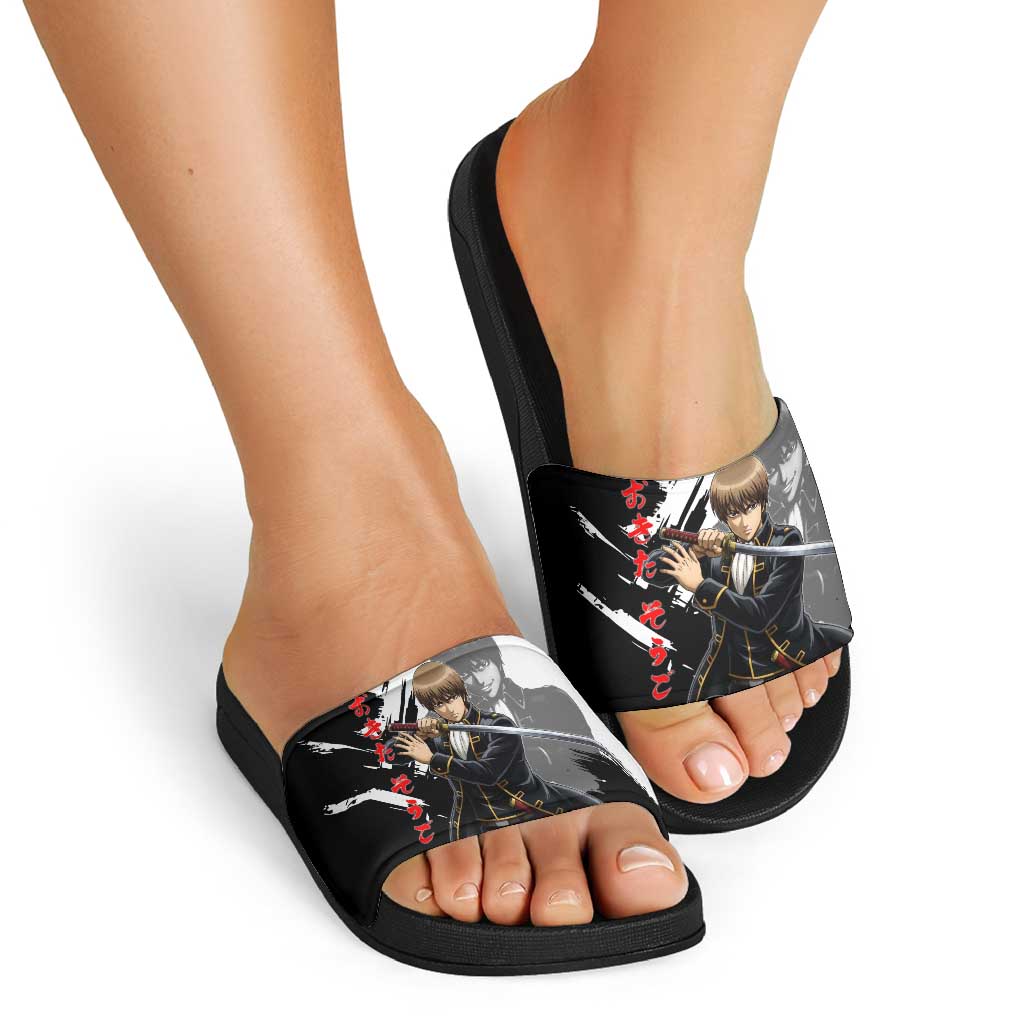 Okita Sougo Slide Sandals Modern Shinsengumi Ink Splash Style
