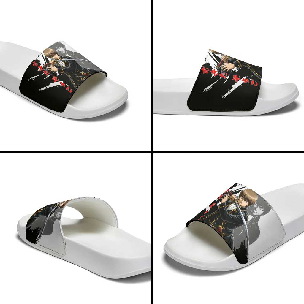 Okita Sougo Slide Sandals Modern Shinsengumi Ink Splash Style