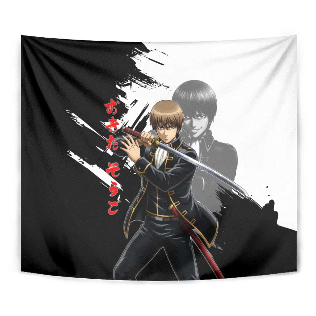 Okita Sougo Tapestry Modern Shinsengumi Ink Splash Style