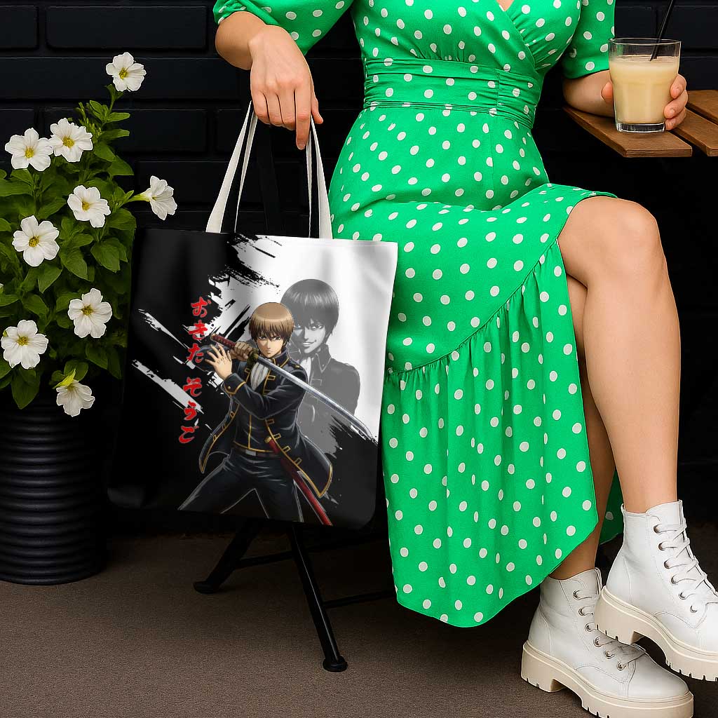 Okita Sougo Tote Bag Modern Shinsengumi Ink Splash Style