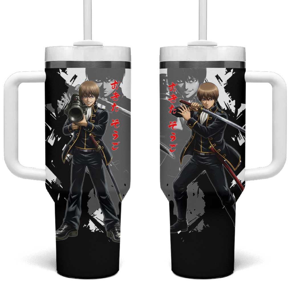 Okita Sougo Tumbler With Handle Modern Shinsengumi Ink Splash Style
