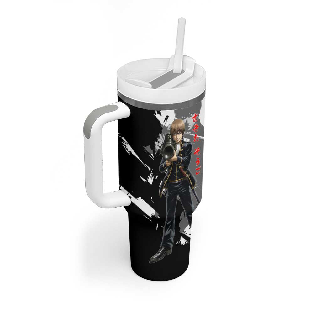 Okita Sougo Tumbler With Handle Modern Shinsengumi Ink Splash Style