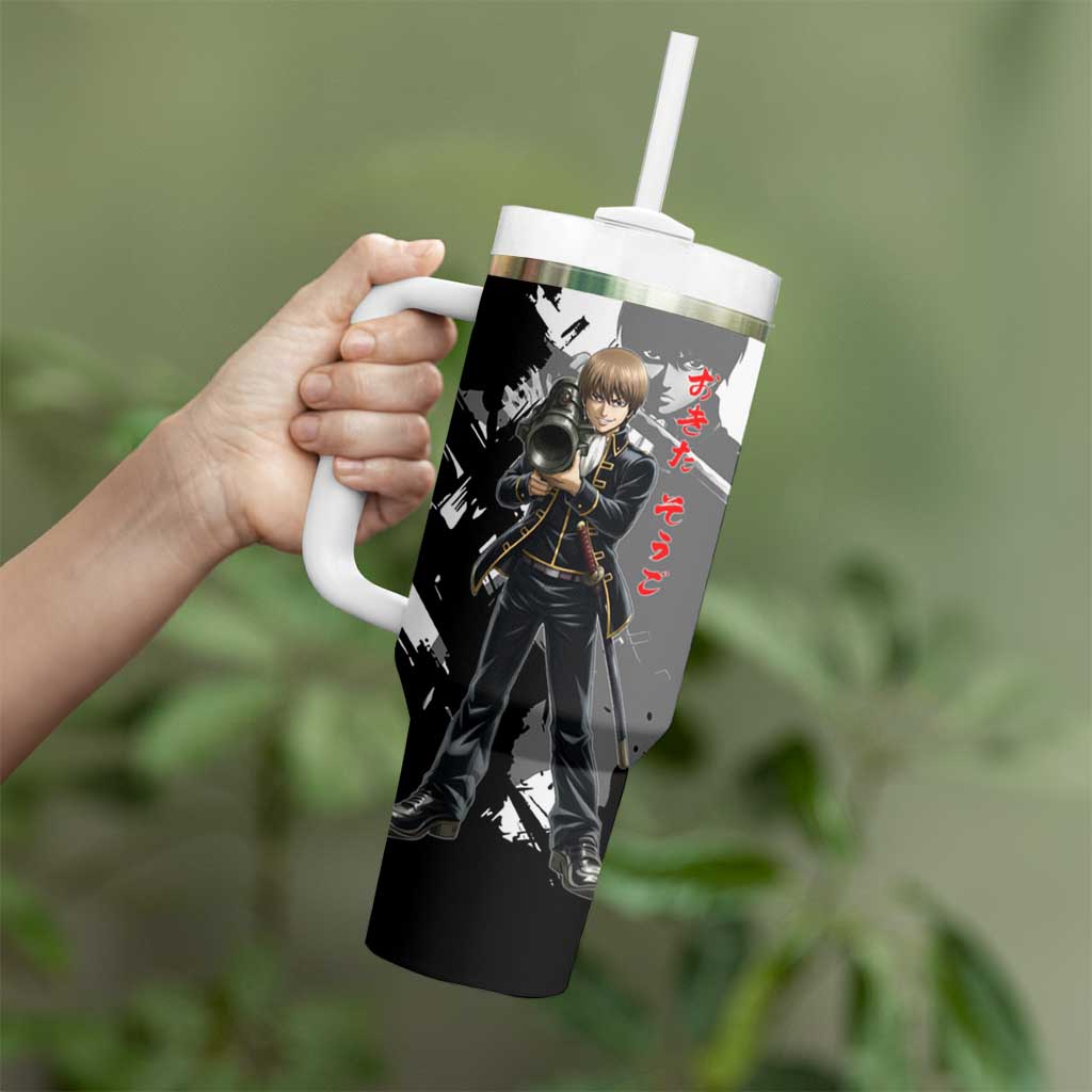 Okita Sougo Tumbler With Handle Modern Shinsengumi Ink Splash Style