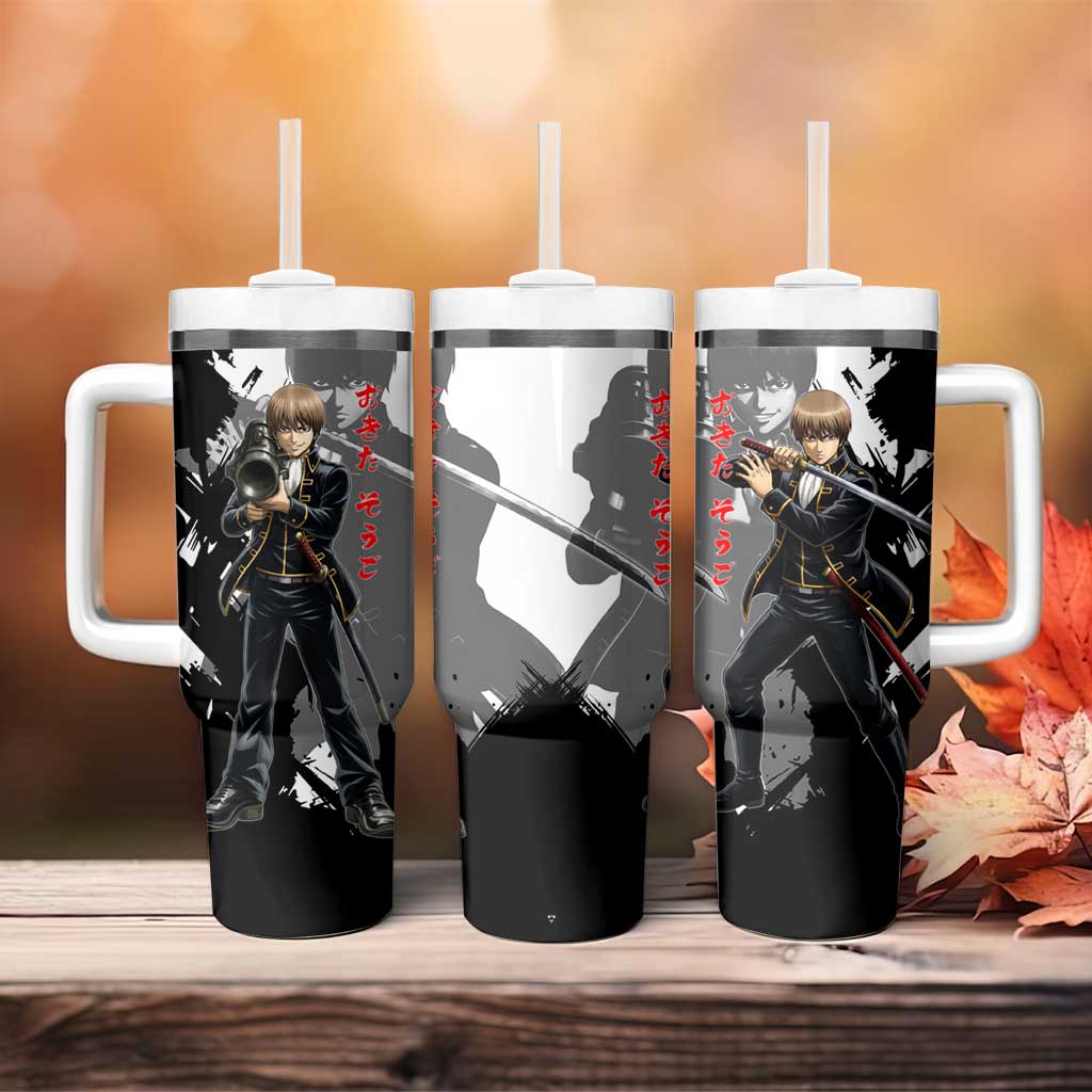 Okita Sougo Tumbler With Handle Modern Shinsengumi Ink Splash Style