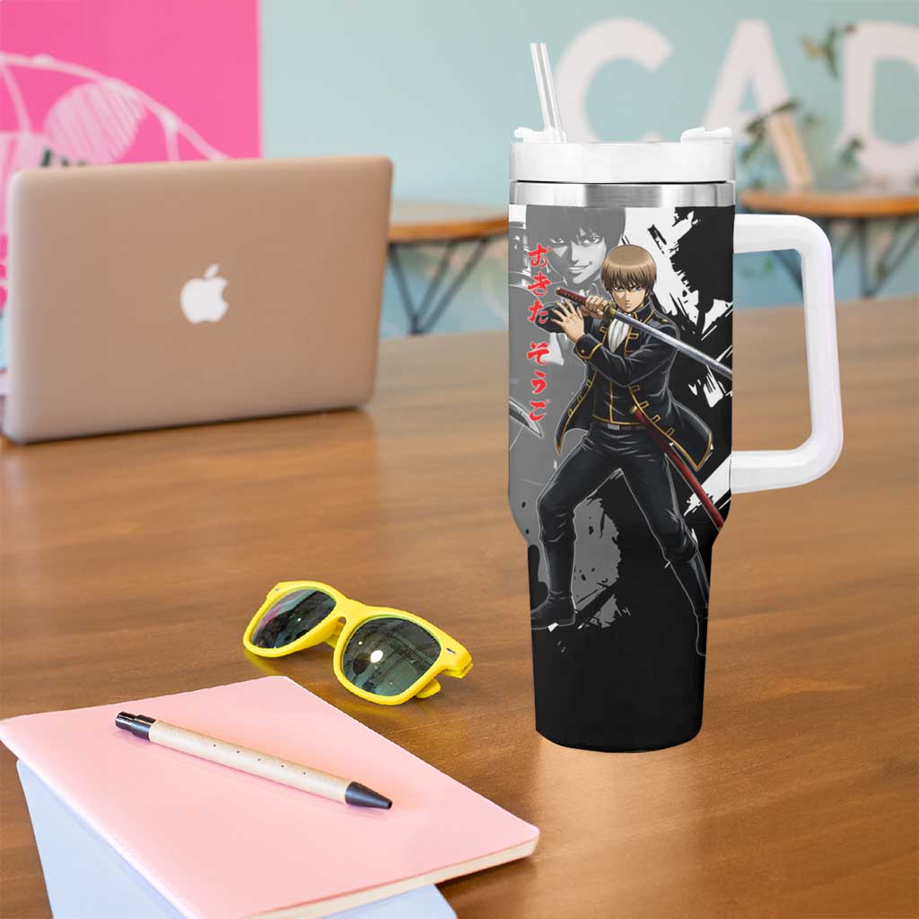 Okita Sougo Tumbler With Handle Modern Shinsengumi Ink Splash Style