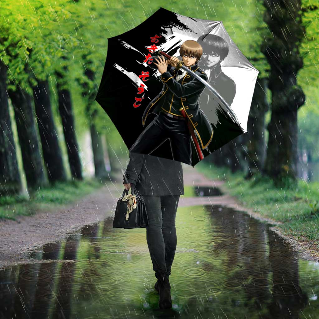 Okita Sougo Umbrella Modern Shinsengumi Ink Splash Style