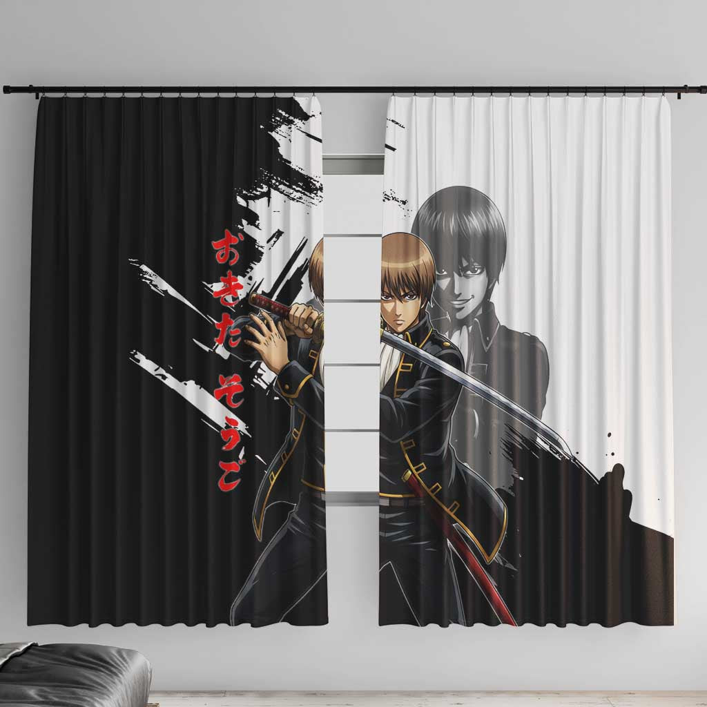 Okita Sougo Window Curtain Modern Shinsengumi Ink Splash Style