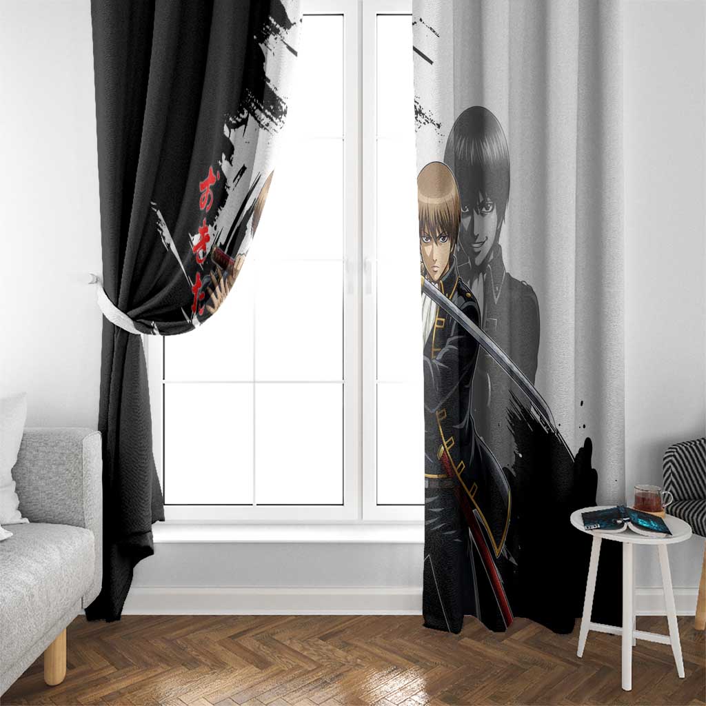 Okita Sougo Window Curtain Modern Shinsengumi Ink Splash Style