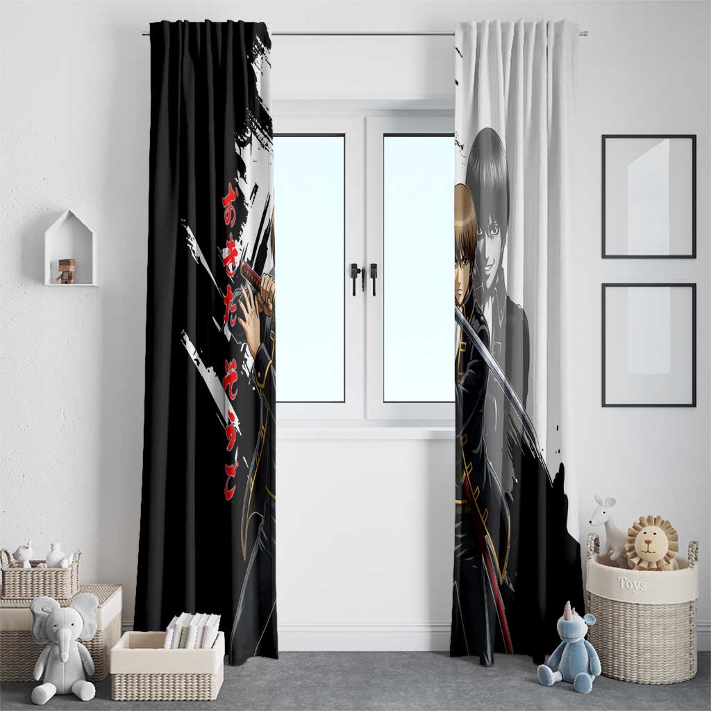 Okita Sougo Window Curtain Modern Shinsengumi Ink Splash Style