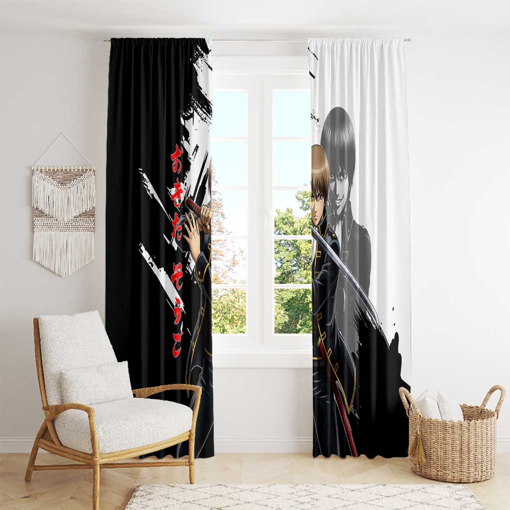 Okita Sougo Window Curtain Modern Shinsengumi Ink Splash Style