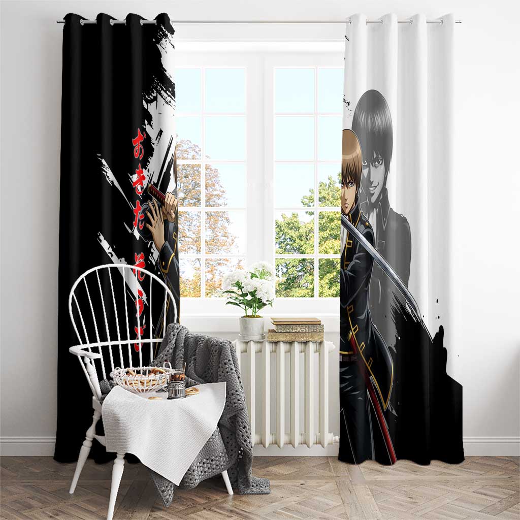 Okita Sougo Window Curtain Modern Shinsengumi Ink Splash Style