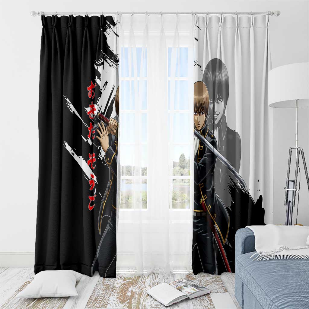 Okita Sougo Window Curtain Modern Shinsengumi Ink Splash Style