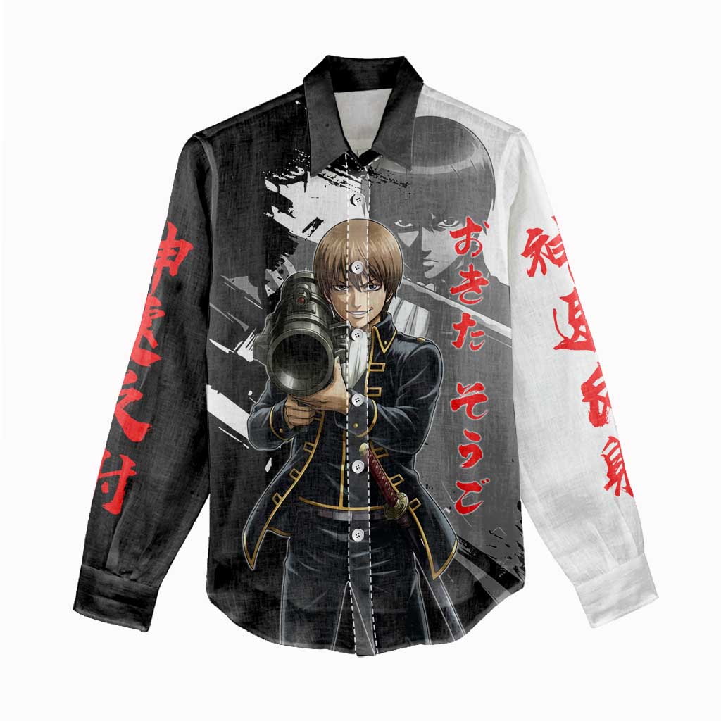 Okita Sougo Women Casual Shirt Modern Shinsengumi Ink Splash Style