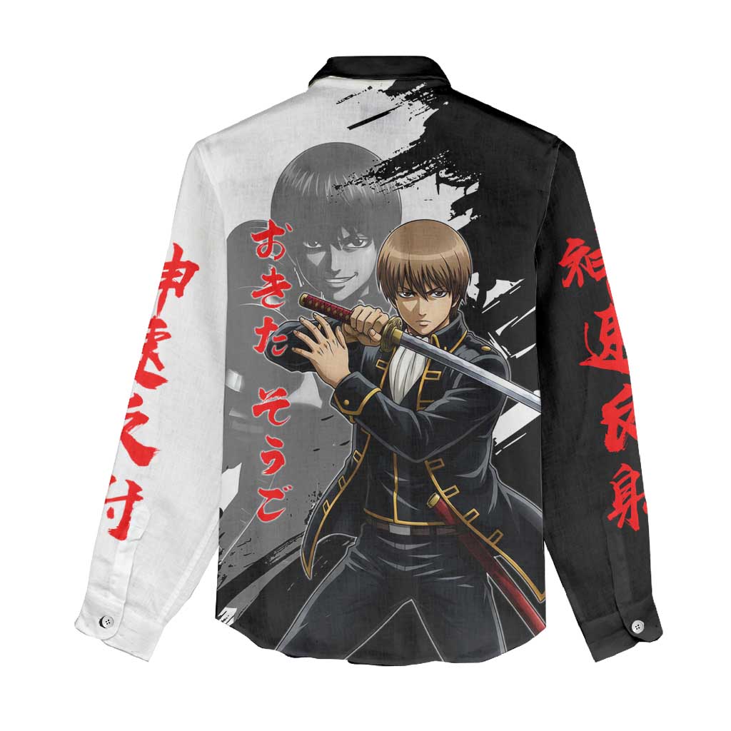 Okita Sougo Women Casual Shirt Modern Shinsengumi Ink Splash Style