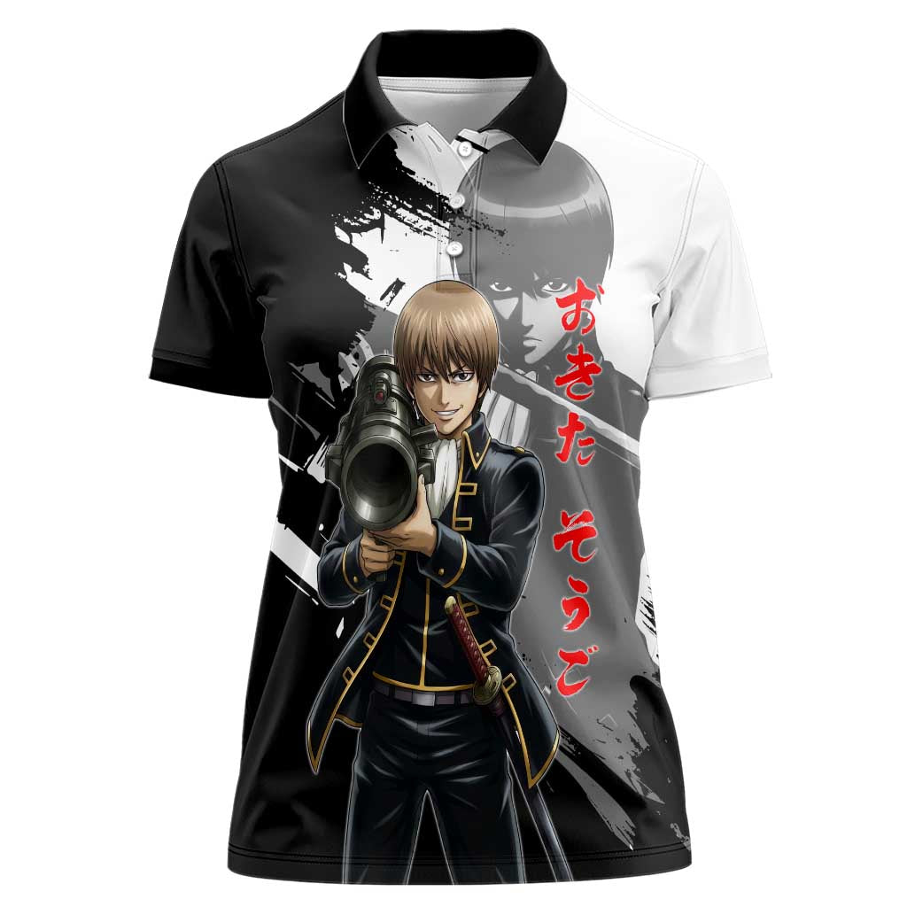 Okita Sougo Women Polo Shirt Modern Shinsengumi Ink Splash Style