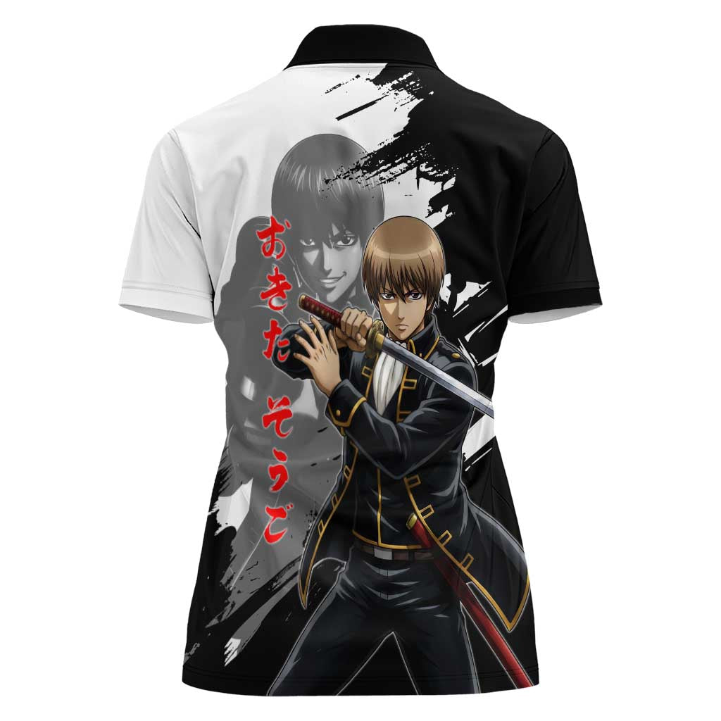 Okita Sougo Women Polo Shirt Modern Shinsengumi Ink Splash Style