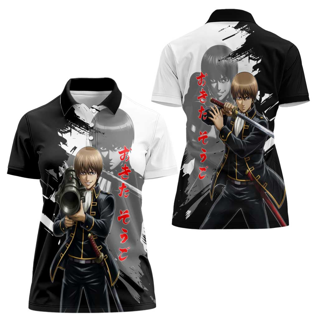 Okita Sougo Women Polo Shirt Modern Shinsengumi Ink Splash Style