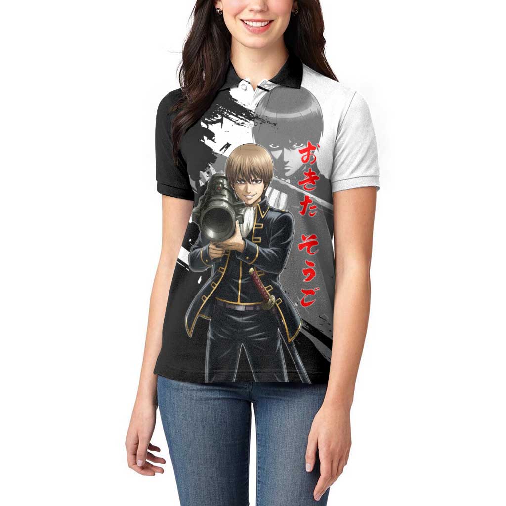 Okita Sougo Women Polo Shirt Modern Shinsengumi Ink Splash Style