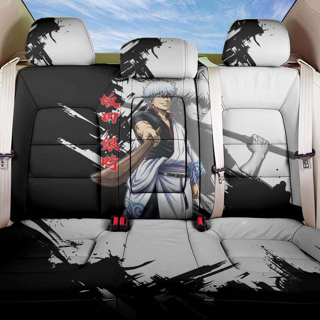 Gintoki Sakata Back Car Seat Cover Classic Samurai Brushstroke Style