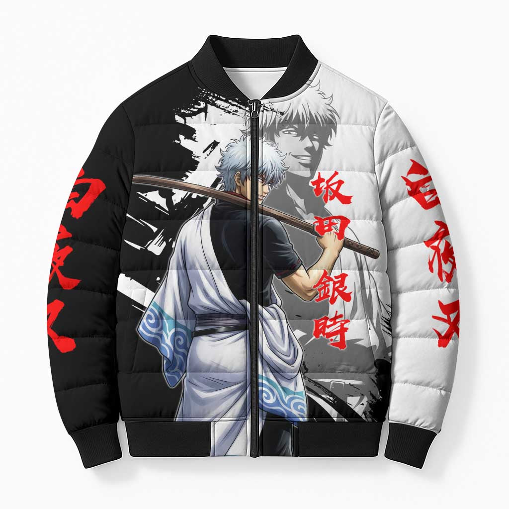 Gintoki Sakata Bomber Puffer Jacket Classic Samurai Brushstroke Style