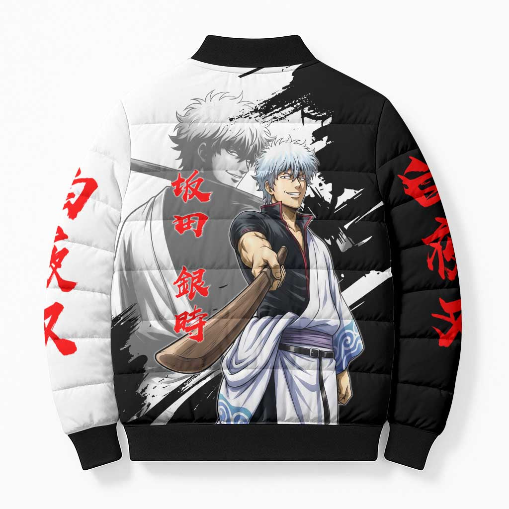 Gintoki Sakata Bomber Puffer Jacket Classic Samurai Brushstroke Style