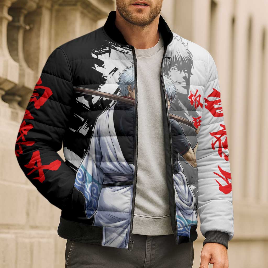 Gintoki Sakata Bomber Puffer Jacket Classic Samurai Brushstroke Style