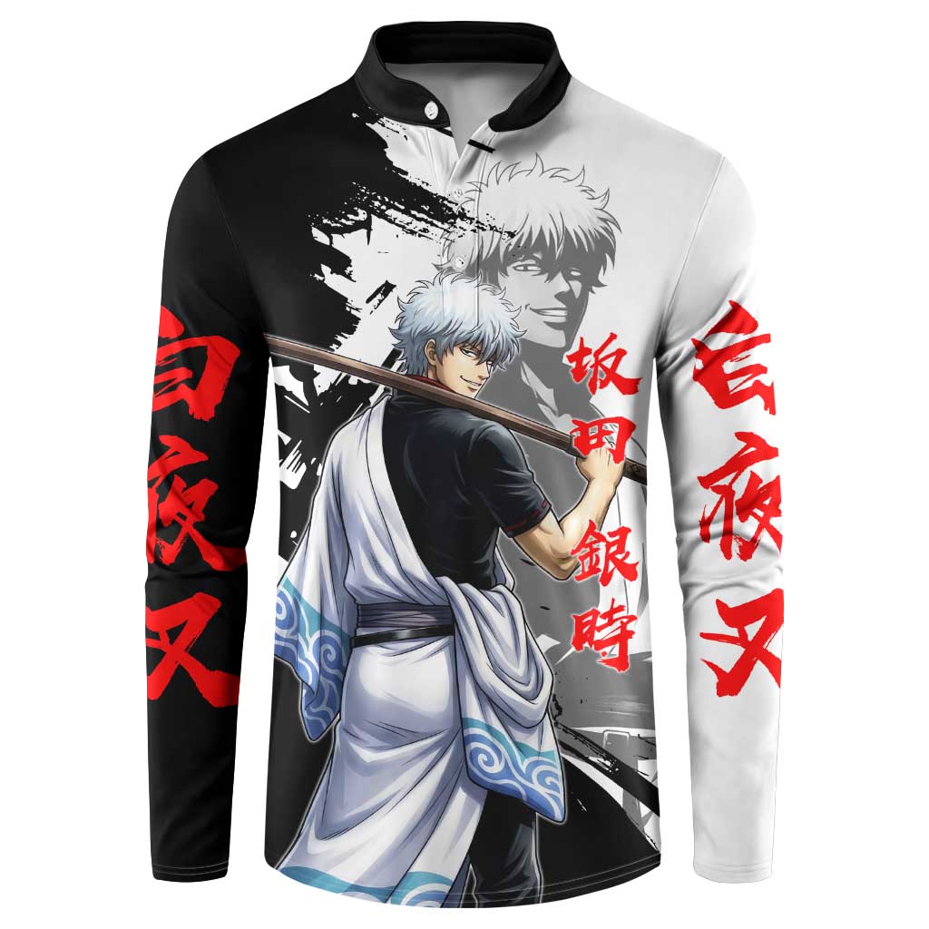 Gintoki Sakata Button Sweatshirt Classic Samurai Brushstroke Style