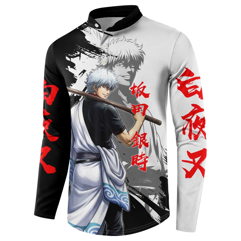 Gintoki Sakata Button Sweatshirt Classic Samurai Brushstroke Style