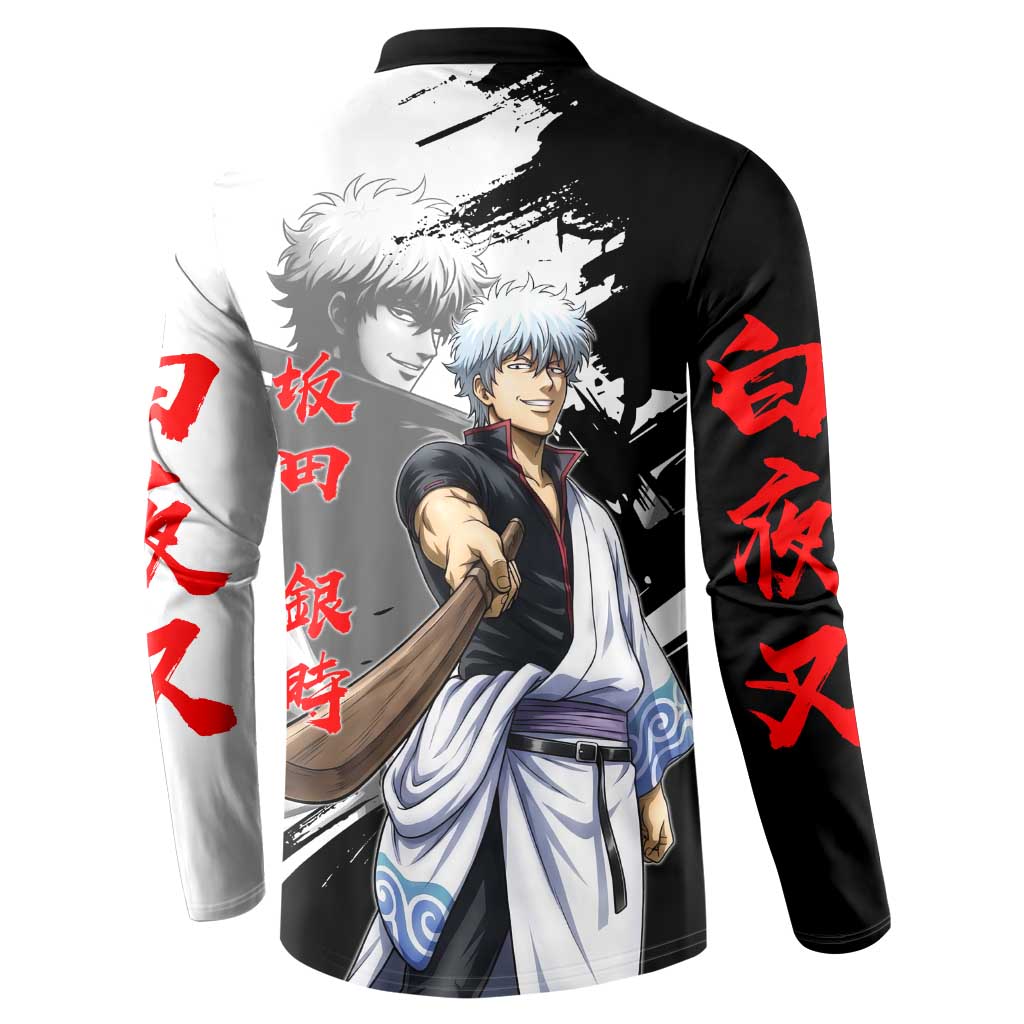 Gintoki Sakata Button Sweatshirt Classic Samurai Brushstroke Style