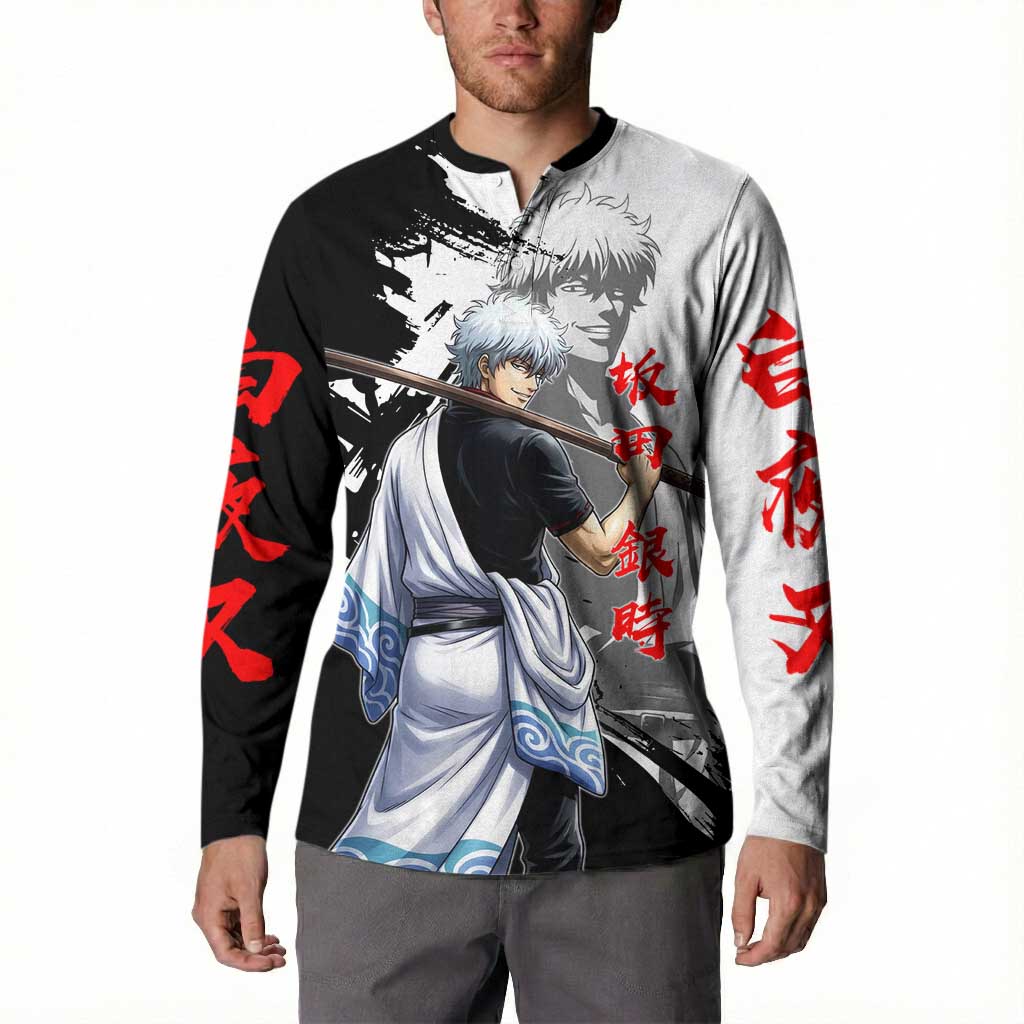 Gintoki Sakata Button Sweatshirt Classic Samurai Brushstroke Style